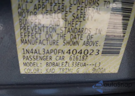 2015 Nissan Altima 2.5 S from USA, damaged, VIN 1N4AL3AP0FN404023